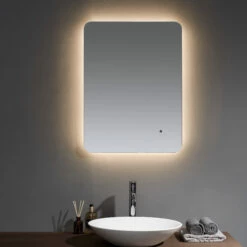 Prestige Calcot Infra-Red Rounded Edges Bathroom Mirror 600mm H X 800mm W -HEATANDPLUMB Sales prestige calcot bathroom mirror ca5070