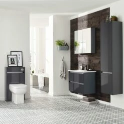 Prestige Purity Mirror Bathroom Cabinet 600mm Wide - Storm Grey Gloss