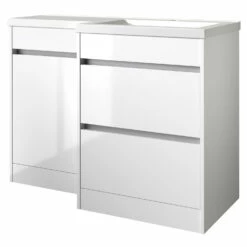 Prestige City Right Handed 2-Drawer Combination Unit With L Shape Basin 1100mm Wide - White