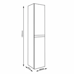 Prestige Kore Wall Hung 2-Door Tall Storage Unit 300mm Wide X 265mm Deep - Matt Dark Grey