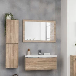 Prestige Kore Bathroom Mirror 800mm H X 500mm W - Sonoma Oak -HEATANDPLUMB Sales prestige kore bathroom mirror kor500mir o 1