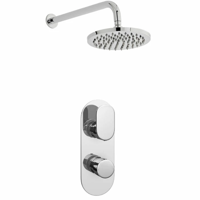 Prestige Logik Option 2 Thermostatic Concealed Shower Valve With Fixed Shower Head And Arm - Chrome 4 Prestige Logik Option 2 Thermostatic Concealed Shower Valve With Fixed Shower Head And Arm - Chrome - Image 2