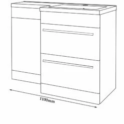 Prestige Matrix Right Handed 2 Drawer Combination Unit With L Shape Basin 1100mm Grey Gloss