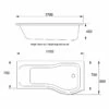Prestige Oblique P-Shaped Shower Bath 1700mm X 700mm/850mm Right Handed 2 Prestige Oblique P-Shaped Shower Bath 1700mm X 700mm/850mm Right Handed -HEATANDPLUMB Sales prestige oblique bath bat161ob