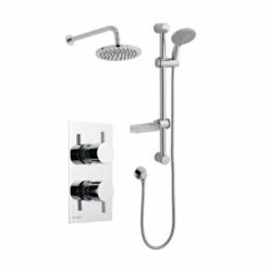 Prestige Plan Option 3 Thermostatic Concealed Shower Valve With Adjustable Slide Rail Kit And Fixed Head - Chrome
