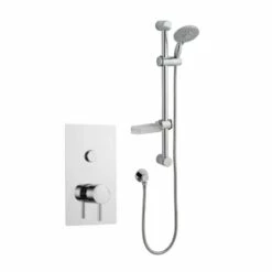 Prestige Plan Thermostatic Single Round Push Button Concealed Mixer Shower With Shower Kit