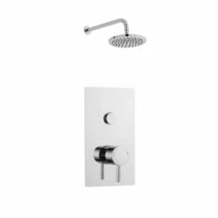 Prestige Plan Thermostatic Single Round Push Button Concealed Mixer Shower With Round Shower Head