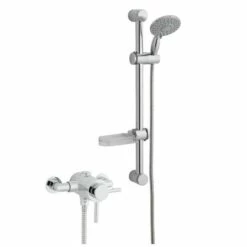 Prestige Plan Option 4 Thermostatic Exposed Shower Valve With Adjustable Slide Rail Kit - Chrome
