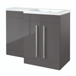 Prestige Matrix Right Handed 2 Door Combination Unit With L Shape Basin - 1100mm Wide - Grey Gloss -HEATANDPLUMB Sales prestige prestige bathroom furniture klpk4086 1 1