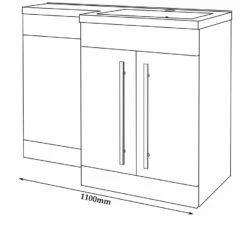 Prestige Matrix Right Handed 2 Door Combination Unit With L Shape Basin - 1100mm Wide - Grey Gloss