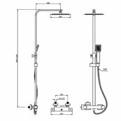 Prestige Pure Thermostatic Bar Shower With Ultra Slim Stainless Shower Drencher And Sliding Handset