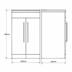 Prestige Purity 2-Door Floor Standing Vanity Unit With Mid Depth Ceramic Basin 500mm Wide - Grey Ash