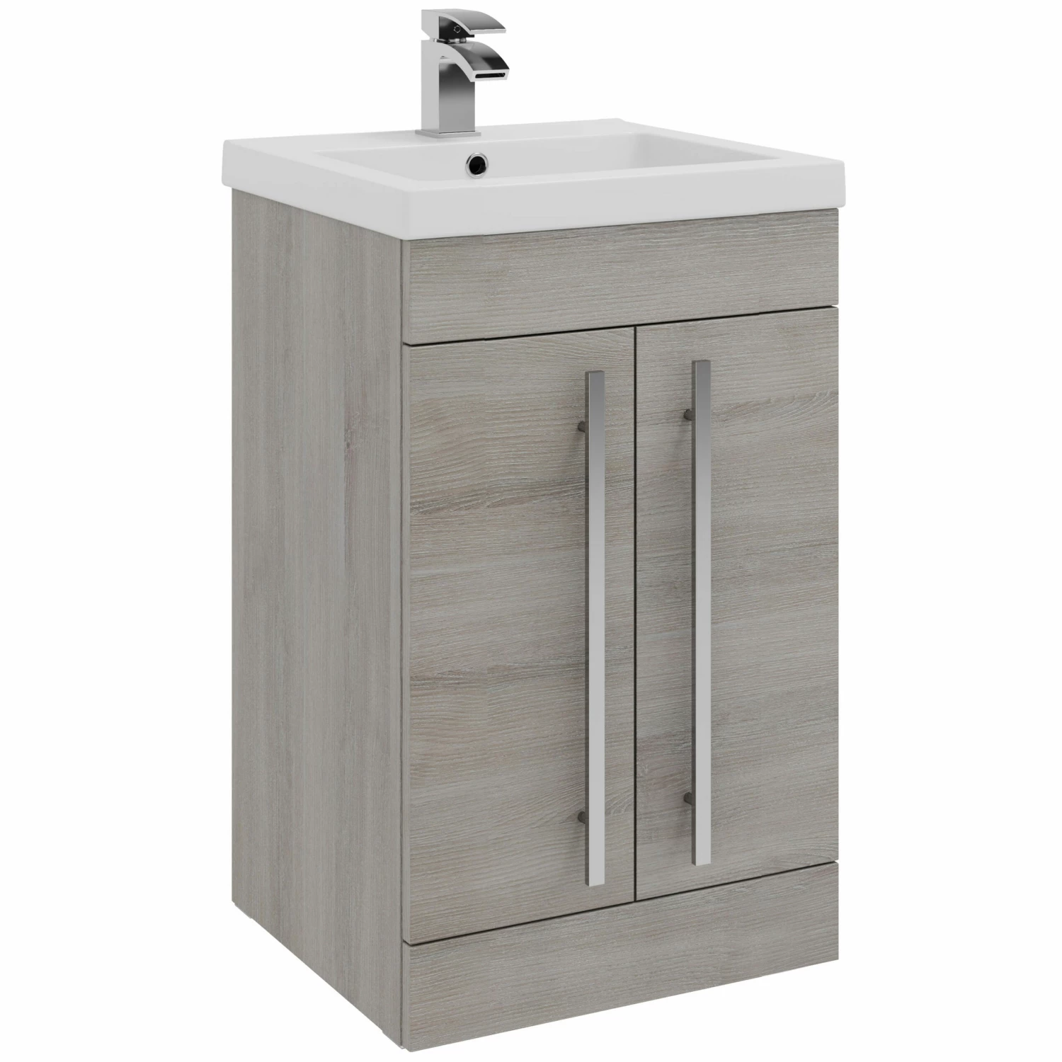 Prestige Purity 2-Door Floor Standing Vanity Unit With Mid Depth Ceramic Basin 500mm Wide - Grey Ash 4 Prestige Purity 2-Door Floor Standing Vanity Unit With Mid Depth Ceramic Basin 500mm Wide - Grey Ash - Image 2
