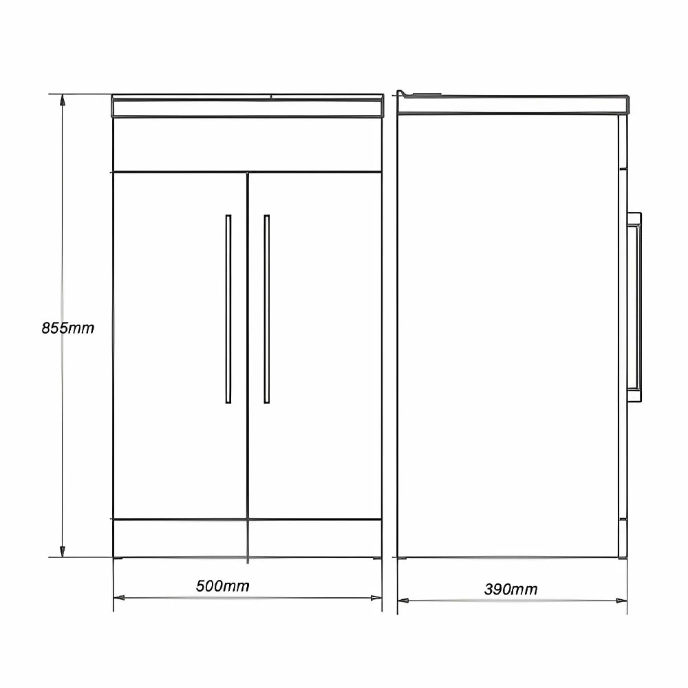 Prestige Purity 2-Door Floor Standing Vanity Unit With Mid Depth Ceramic Basin 500mm Wide - Grey Ash 3 Prestige Purity 2-Door Floor Standing Vanity Unit With Mid Depth Ceramic Basin 500mm Wide - Grey Ash