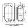 RAK Art Oval LED Illuminated Bathroom Mirror With Demister Pad 1000mm H X 450mm W - Matt Black