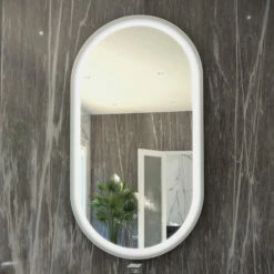 RAK Art Oval LED Illuminated Bathroom Mirror With Demister Pad 1000mm H X 450mm W - Chrome