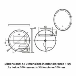 RAK Art Round LED Illuminated Bathroom Mirror With Demister Pad 600mm Diameter - Chrome