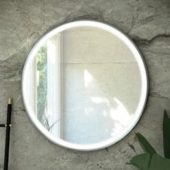 RAK Art Round LED Illuminated Bathroom Mirror With Demister Pad 600mm Diameter - Brushed Nickel 5 RAK Art Round LED Illuminated Bathroom Mirror With Demister Pad 600mm Diameter - Brushed Nickel -HEATANDPLUMB Sales rak ceramics art bathroom mirror rakartrnbn5001