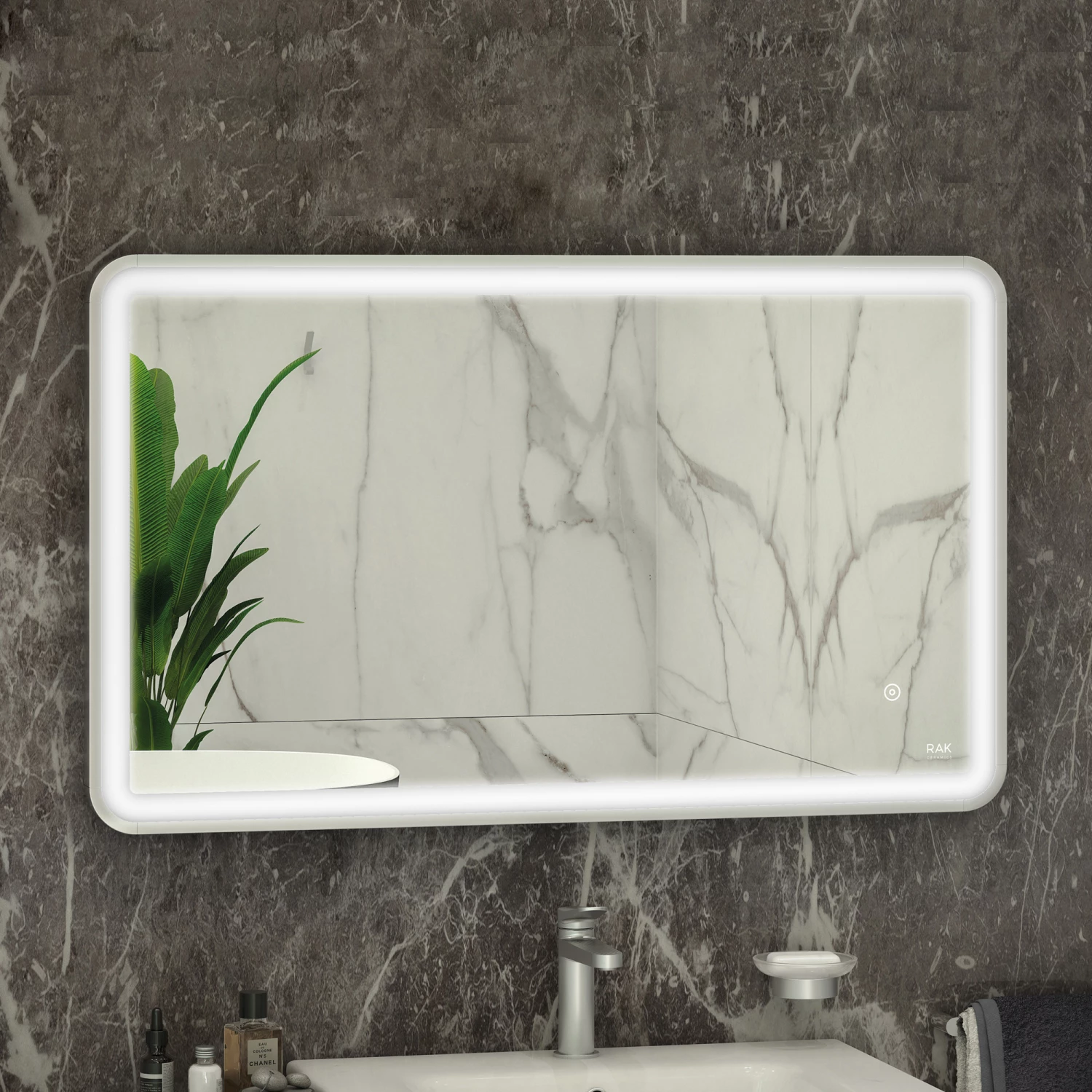 RAK Art Soft LED Illuminated Bathroom Mirror With Demister Pad 600mm H X 1200mm W - Chrome 4 RAK Art Soft LED Illuminated Bathroom Mirror With Demister Pad 600mm H X 1200mm W - Chrome - Image 2