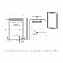 RAK Art Square LED Bathroom Mirror With Demister Pad 700mm H X 500mm W - Matt Black -HEATANDPLUMB Sales rak ceramics art bathroom mirror rakartsqbg5001 1 2