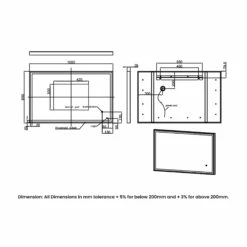 RAK Art Square LED Bathroom Mirror With Demister Pad 600mm H X 1000mm W - Brushed Nickel 5 RAK Art Square LED Bathroom Mirror With Demister Pad 600mm H X 1000mm W - Brushed Nickel -HEATANDPLUMB Sales rak ceramics art bathroom mirror rakartsqbg5003 1