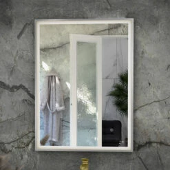 RAK Art Square LED Bathroom Mirror With Demister Pad 700mm H X 500mm W - Chrome