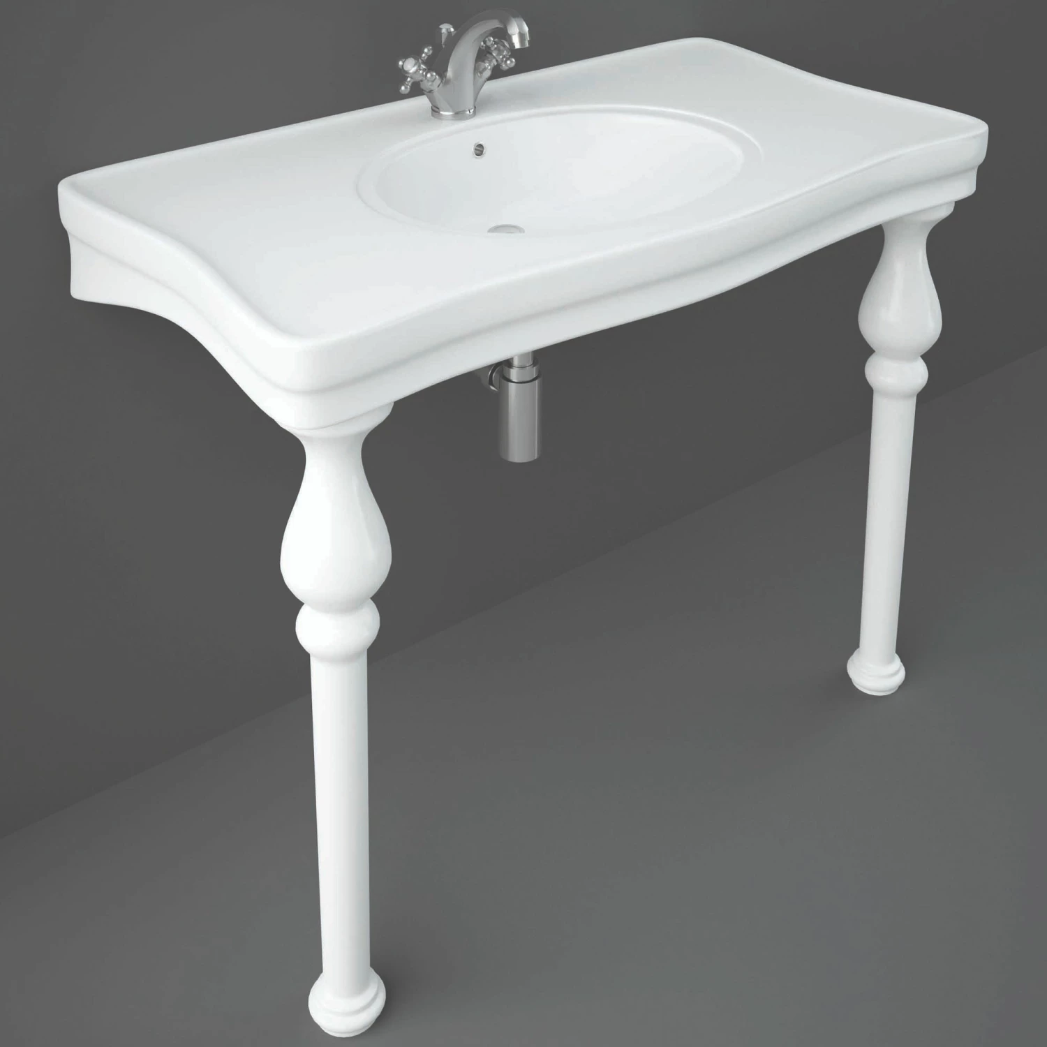 RAK Console Deluxe Basin With Ceramic Legs 1050mm Wide - 1 Tap Hole 3 RAK Console Deluxe Basin With Ceramic Legs 1050mm Wide - 1 Tap Hole