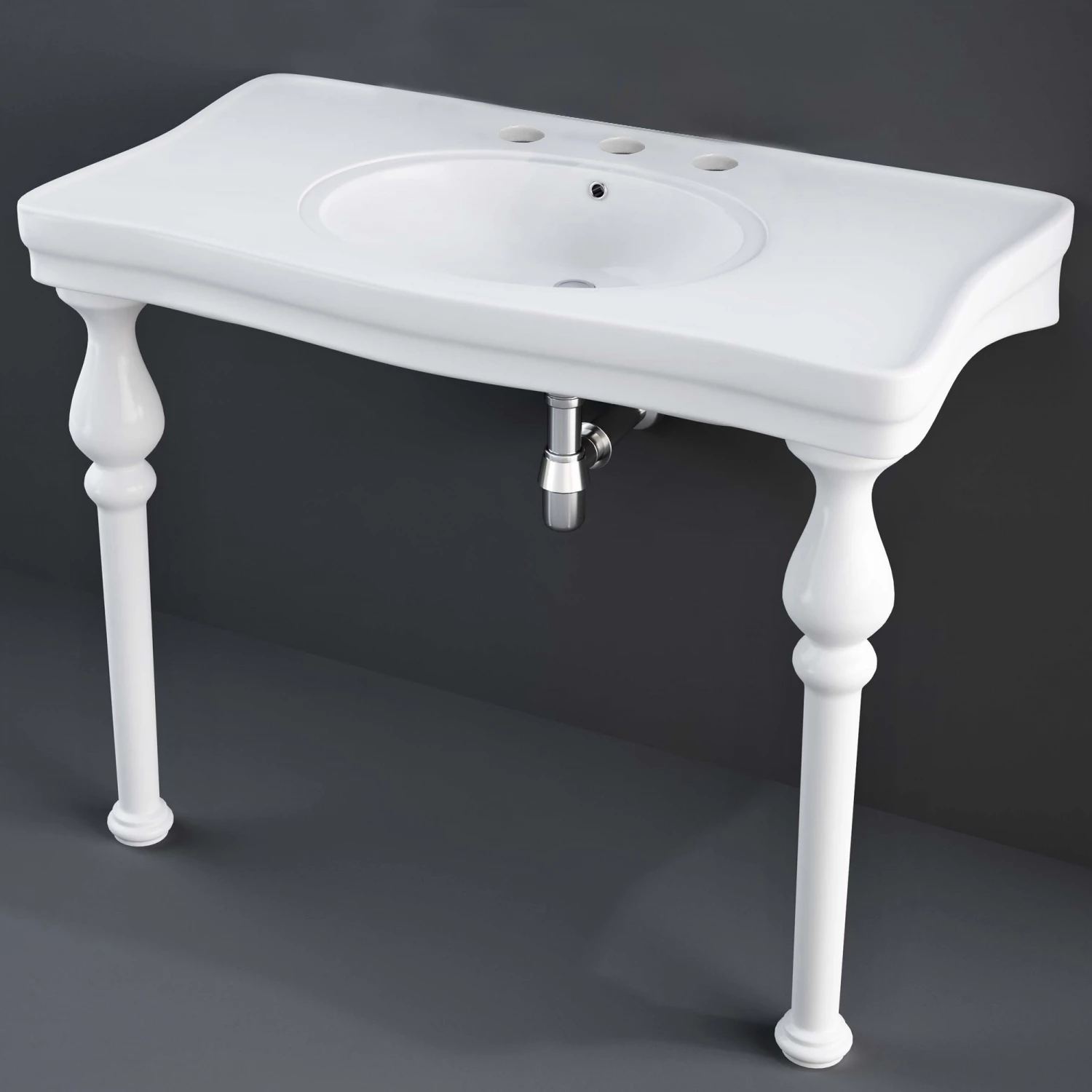 RAK Console Deluxe Basin With Ceramic Legs 1050mm Wide - 3 Tap Hole 4 RAK Console Deluxe Basin With Ceramic Legs 1050mm Wide - 3 Tap Hole - Image 2