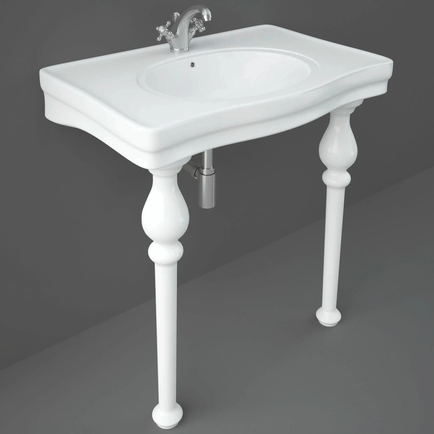 RAK Console Alexandra Basin With Ceramic Legs 850mm Wide - 1 Tap Hole 5 RAK Console Alexandra Basin With Ceramic Legs 850mm Wide - 1 Tap Hole - Image 3