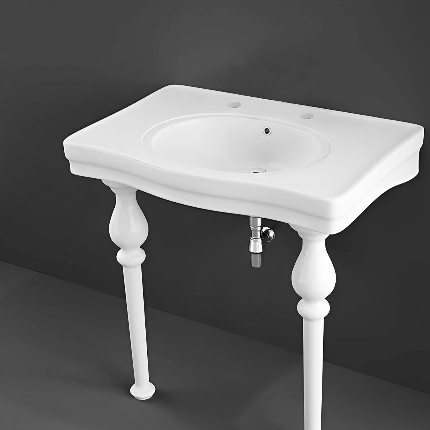 RAK Console Alexandra Basin With Ceramic Legs 850mm Wide - 2 Tap Hole 3 RAK Console Alexandra Basin With Ceramic Legs 850mm Wide - 2 Tap Hole