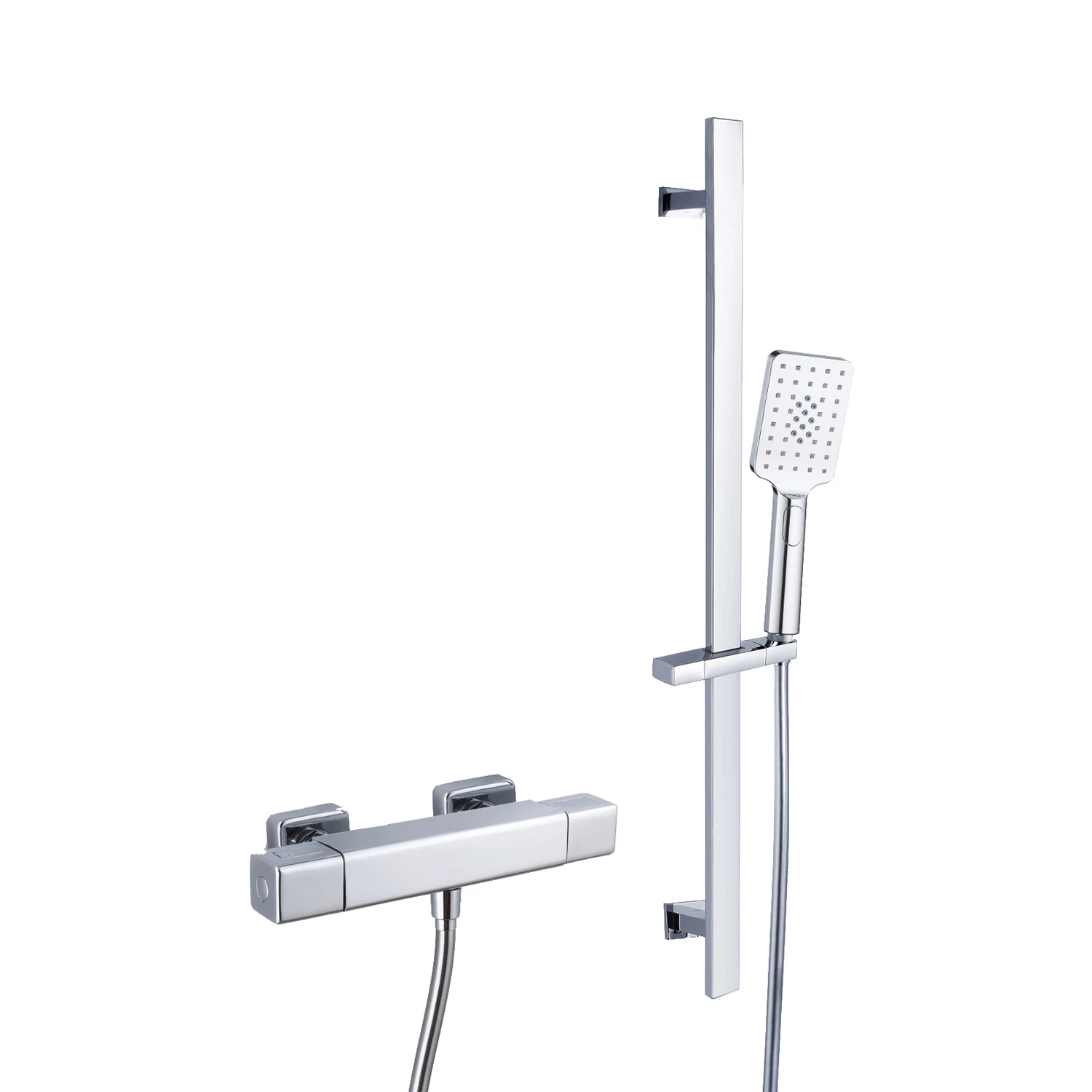 RAK Cool Touch Square Thermostatic Bar Shower Valve With Slider Rail Kit 700mm Height - Chrome 4 RAK Cool Touch Square Thermostatic Bar Shower Valve With Slider Rail Kit 700mm Height - Chrome - Image 2