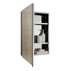 RAK Cube Mirrored Bathroom Cabinet 600mm H X 400mm W - Stainless Steel