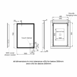 RAK Cupid Portrait LED Mirror With Switch And Demister Pad 700mm H X 500mm W Illuminated -HEATANDPLUMB Sales rak ceramics cupid bathroom mirror rakcup5001 1 1