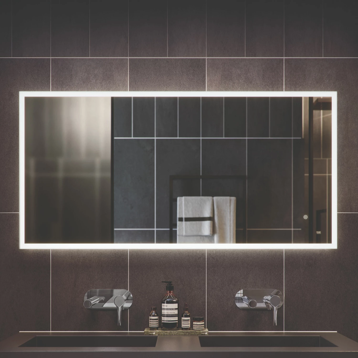 RAK Cupid Landscape LED Mirror With Switch And Demister Pad 600mm H X 1000mm W Illuminated 8 RAK Cupid Landscape LED Mirror With Switch And Demister Pad 600mm H X 1000mm W Illuminated - Image 6