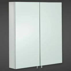 RAK Delta Mirrored Bathroom Cabinet 600mm H X 670mm W - Stainless Steel -HEATANDPLUMB Sales rak ceramics delta bathroom cabinet 12sl801 1