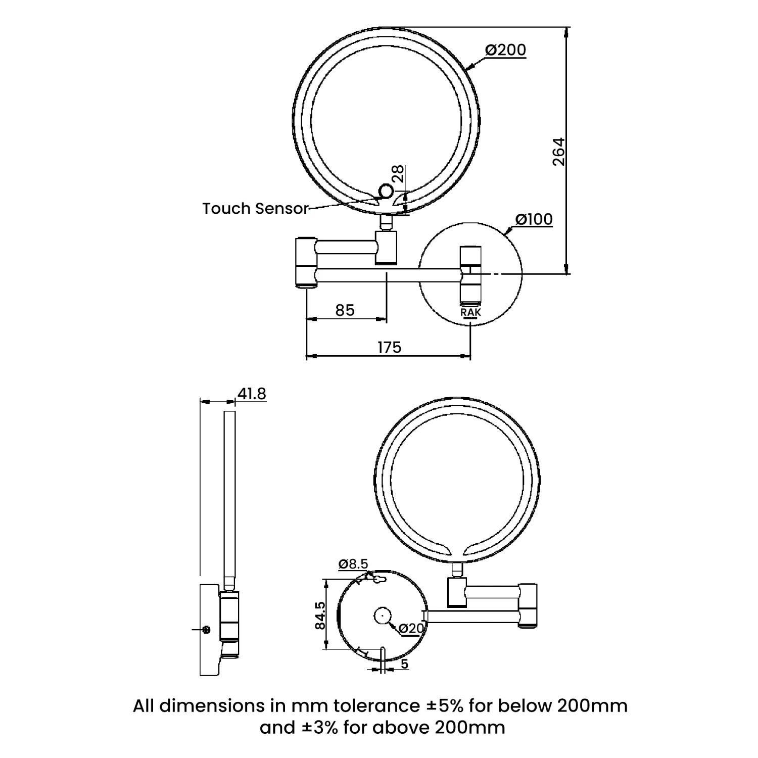 RAK Demeter Round LED 3x Magnifying Mirror With Switch 264mm H X 200mm W Illuminated 4 RAK Demeter Round LED 3x Magnifying Mirror With Switch 264mm H X 200mm W Illuminated - Image 2