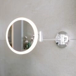 RAK Demeter Plus Round LED 3x Magnifying Mirror With Magnetic Pullout Switch 213mm H X 200mm W Illuminated -HEATANDPLUMB Sales rak ceramics demeter bathroom mirror rakdem5003 8 1
