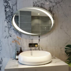 RAK Hades Oval LED Mirror With Switch And Demister Pad 600mm H X 900mm W Illuminated -HEATANDPLUMB Sales rak ceramics hades bathroom mirror rakhad5001 2