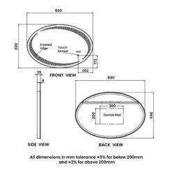 RAK Hades Oval LED Mirror With Switch And Demister Pad 600mm H X 900mm W Illuminated -HEATANDPLUMB Sales rak ceramics hades bathroom mirror rakhad5001 3 1