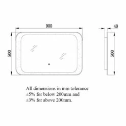 RAK Harmony LED Mirrors With Switch And Demister Pad 500mm H X 900mm W -HEATANDPLUMB Sales rak ceramics harmony bathroom mirror rakhar5002 1
