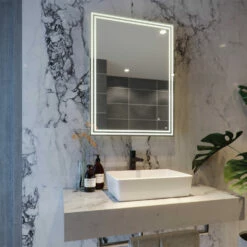RAK Hermes Portrait LED Bluetooth Mirror With Switch And Demister Pad 800mm H X 600mm W Illuminated -HEATANDPLUMB Sales rak ceramics hermes bathroom mirror rakher5001 4