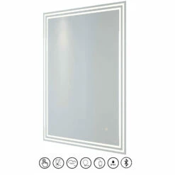 RAK Hermes Portrait LED Bluetooth Mirror With Switch And Demister Pad 800mm H X 600mm W Illuminated -HEATANDPLUMB Sales rak ceramics hermes bathroom mirror rakher5002 1
