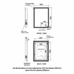 RAK Hermes Portrait LED Bluetooth Mirror With Switch And Demister Pad 800mm H X 600mm W Illuminated -HEATANDPLUMB Sales rak ceramics hermes bathroom mirror rakher5002 2