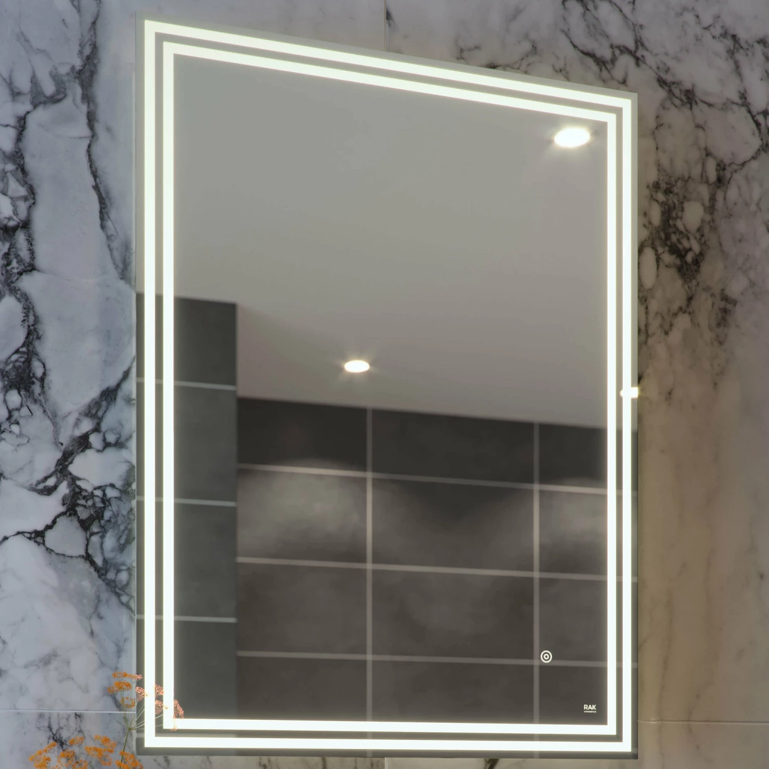 RAK Hermes Portrait LED Mirror With Switch And Demister Pad 800mm H X 600mm W Illuminated 6 RAK Hermes Portrait LED Mirror With Switch And Demister Pad 800mm H X 600mm W Illuminated - Image 4