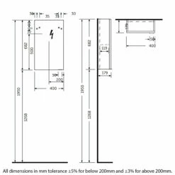 RAK Joy 1 Door Wall Hung Mirror Cabinet 400mm Wide -HEATANDPLUMB Sales rak ceramics joy bathroom cabinet joymc04001 2