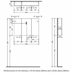 RAK Joy Mirrored Bathroom Cabinet 1200mm W X 682mm H