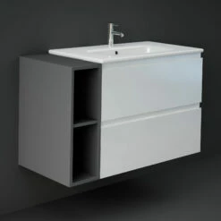 RAK Joy Wall Hung Open Storage Unit 200mm Wide - Grey