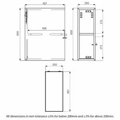 RAK Joy Wall Hung Open Storage Unit 200mm Wide - Grey -HEATANDPLUMB Sales rak ceramics joy bathroom furniture joyos020mgy 4