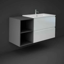 RAK Joy Wall Hung Open Storage Unit 400mm Wide - Grey -HEATANDPLUMB Sales rak ceramics joy bathroom furniture joyos040mgy 3