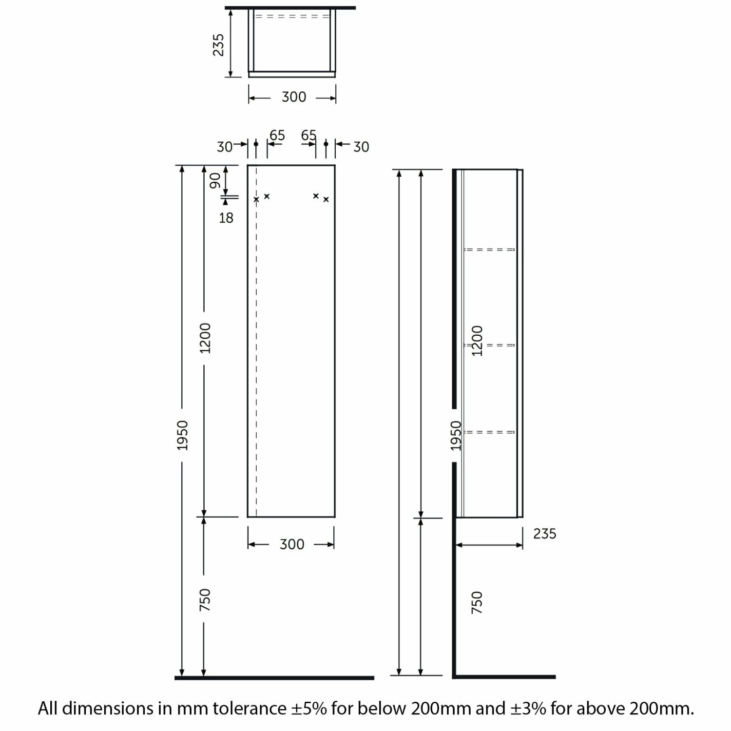 RAK Joy Wall Hung Tall Storage Unit 300mm Wide - Urban Grey 4 RAK Joy Wall Hung Tall Storage Unit 300mm Wide - Urban Grey - Image 2